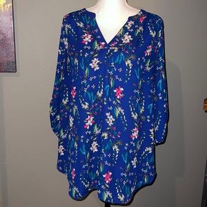Royal blue floral blouse